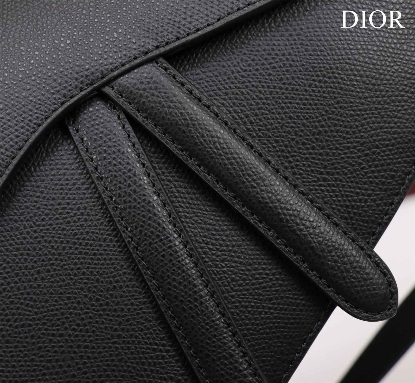 Saddle Bag with Strap Black Grained Calfskin